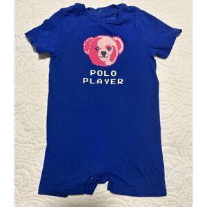 Ralph Lauren Polo Bear Royal Blue One Piece Bodysuit Size 9M